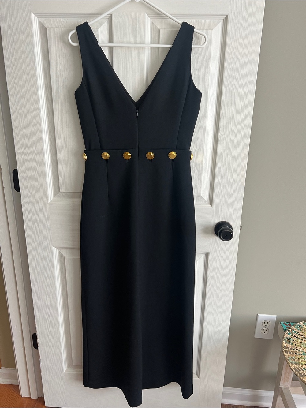 Tory Burch Freemont Jumpsuit Classic Black V-Neck with Gold Button Detail - Picture 5 of 8